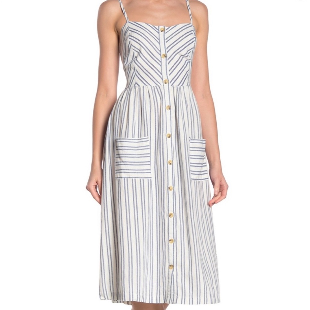 Sneak Peek Celeste Button Down Striped Dress- Large
